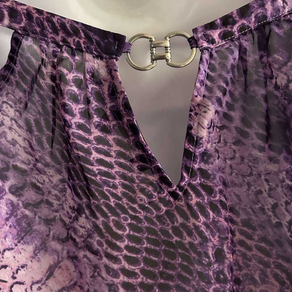 Large Jennifer Lopez Purple Snake Print Peep Top #1893*8 (JFT) - Picture 11 of 11